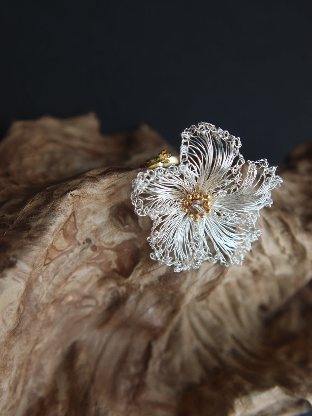 Handmade silver crochet woven fashionable earrings