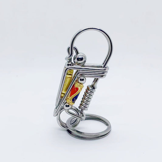 Safe and prosperous Key Chain Stainless steel handmade Three steel wires