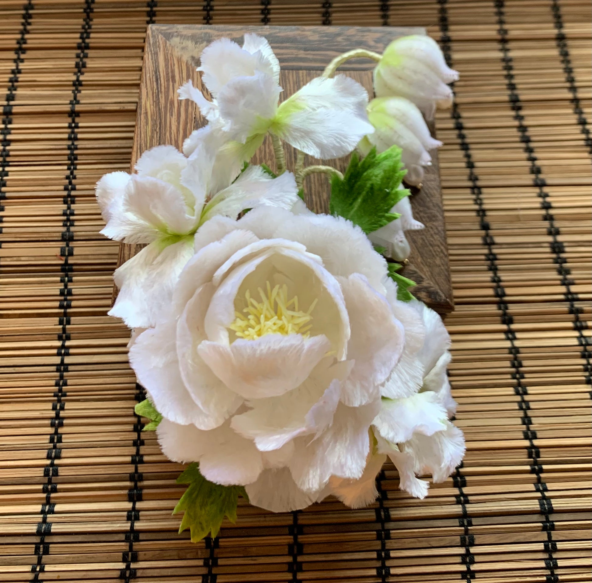 White Peony Wrist corsages for your wedding or Graduation Ball