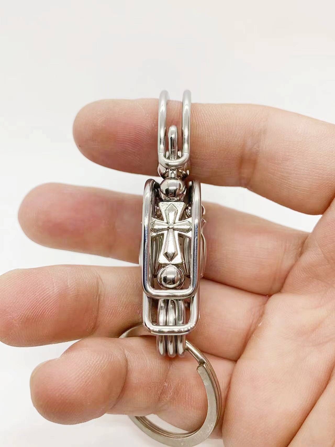 Love and Redemption Handmade Stainless Steel Wire Cross Car Keychain
