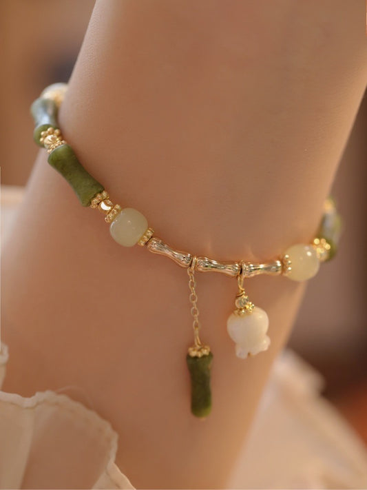 Chinese style bamboo knot lily of the valley bracelet