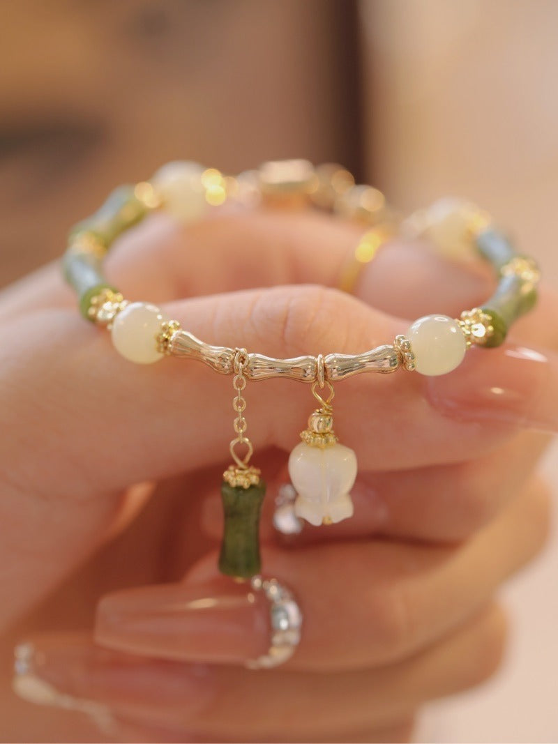 Chinese style bamboo knot lily of the valley bracelet