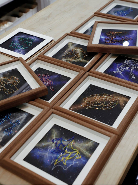 Material package for twelve zodiac signs decorative paintings made of minerals