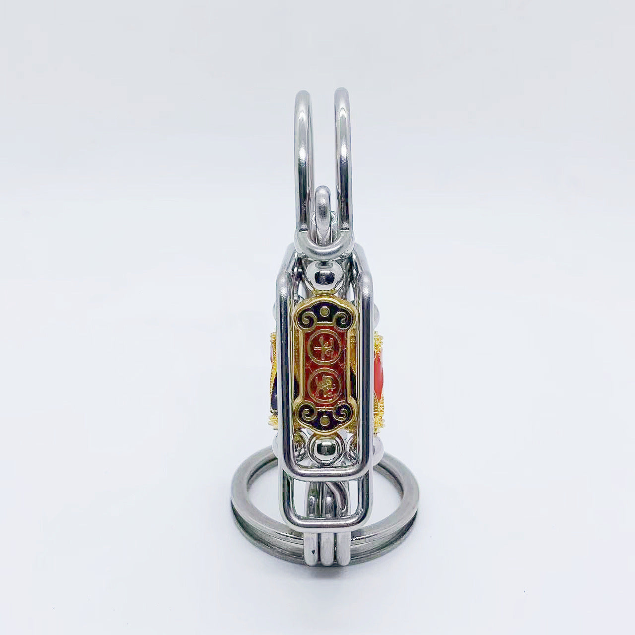 Safe and prosperous Key Chain Stainless steel handmade Three steel wires