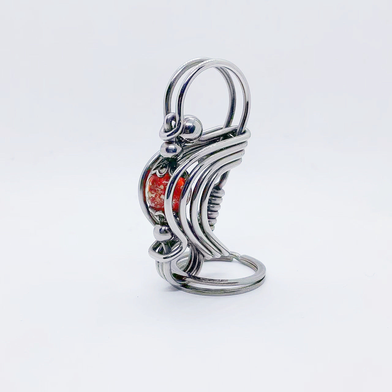 Blue Bird Keychain Handmade with Three Stainless Steel Wires handmade