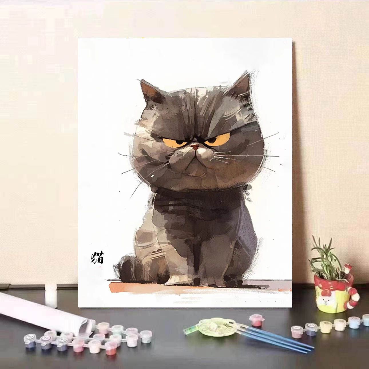Cute Cat Digital Oil Painting DIY Handmade Colored Acrylic Decorative Painting Material Pack