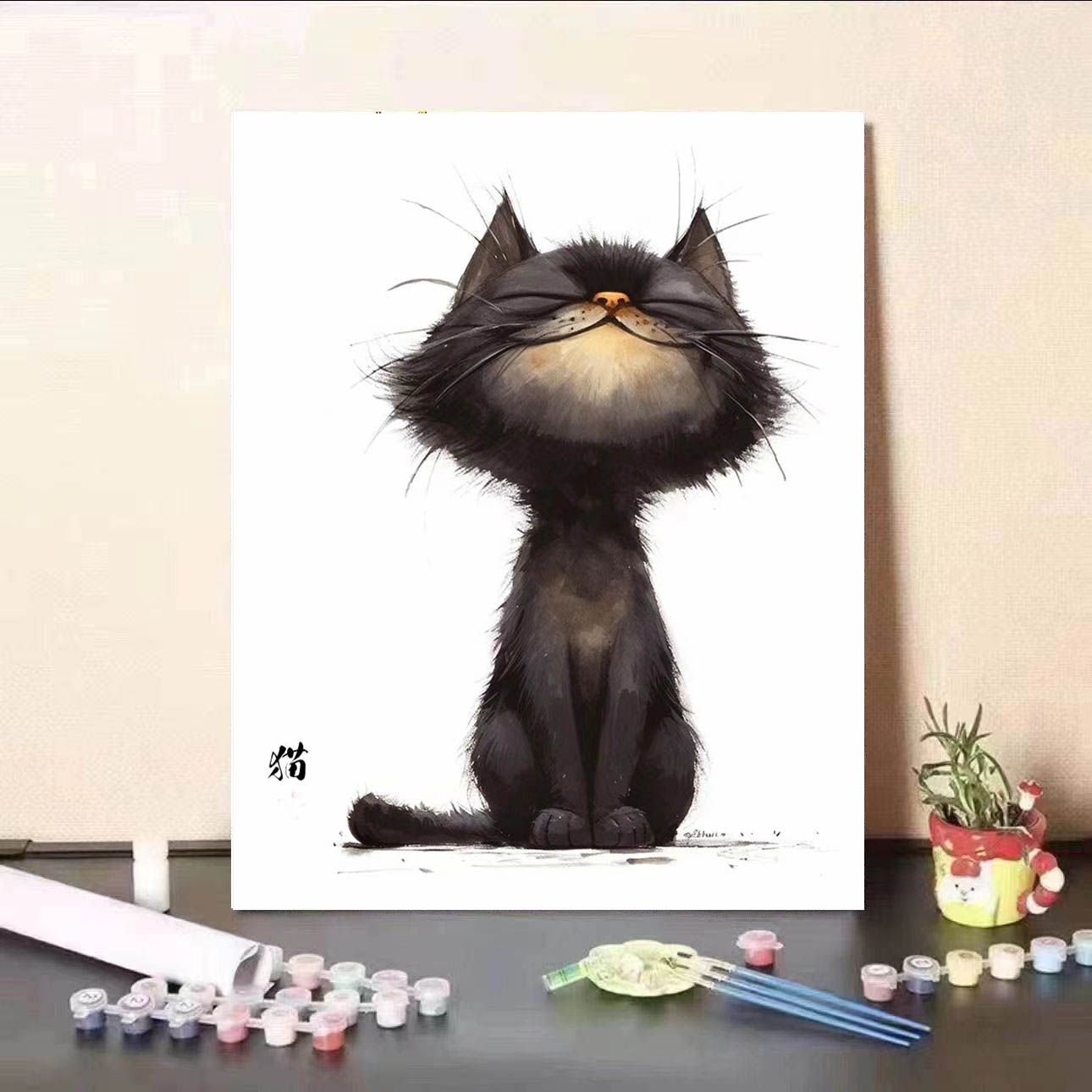 Cute Cat Digital Oil Painting DIY Handmade Colored Acrylic Decorative Painting Material Pack