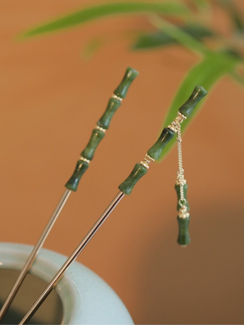 Chinese style bamboo knot hairpin tassel style