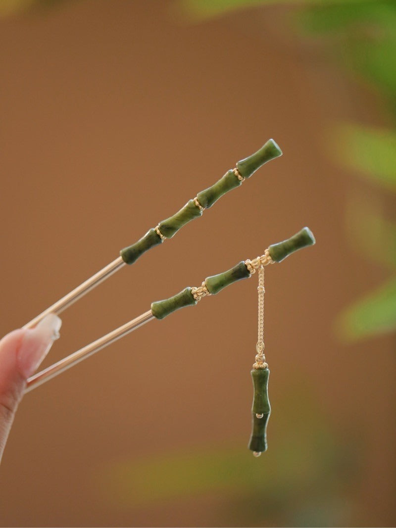 Chinese style bamboo knot hairpin tassel style